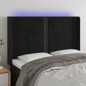 Cabecero con LED de terciopelo negro 147x16x118/128 cm de , Cabeceros y pies de cama - Ref: Foro24-3123958, Precio: 146,99 €,...