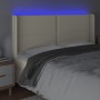 Headboard with LED cream synthetic leather 183x16x118/128 cm by , Headboards and footboards - Ref: Foro24-3124012, Price: 144...