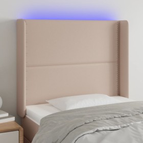 Headboard with LED cappuccino synthetic leather 93x16x118/128cm by , Headboards and footboards - Ref: Foro24-3123991, Price: ...