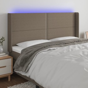 Headboard with LED in taupe gray fabric 183x16x118/128 cm by , Headboards and footboards - Ref: Foro24-3123926, Price: 143,99...