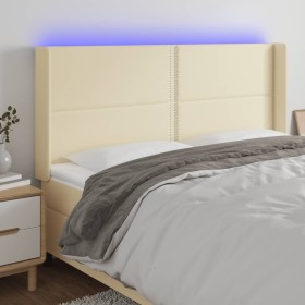 Headboard with LED cream synthetic leather 163x16x118/128 cm by , Headboards and footboards - Ref: Foro24-3124006, Price: 140...