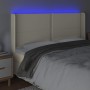 Cabecero con LED cuero sintético color crema 163x16x118/128 cm de , Cabeceros y pies de cama - Ref: Foro24-3124006, Precio: 1...