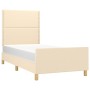 Bed frame with cream fabric headboard 90x190 cm by , Beds and slatted bases - Ref: Foro24-3124941, Price: 141,99 €, Discount: %