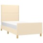 Bed frame with cream fabric headboard 100x200 cm by , Beds and slatted bases - Ref: Foro24-3124957, Price: 138,67 €, Discount: %