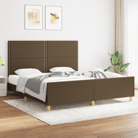 Estructura de cama con cabecero de tela marrón 180x200 cm de , Camas y somieres - Ref: Foro24-3124995, Precio: 224,84 €, Desc...