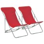 Folding beach chairs, 2 units, steel and red Oxford fabric by vidaXL, Garden chairs - Ref: Foro24-44360, Price: 69,13 €, Disc...