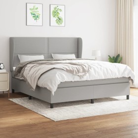 Box spring bed with light gray fabric mattress 160x200 cm by , Beds and slatted bases - Ref: Foro24-3127893, Price: 581,84 €,...