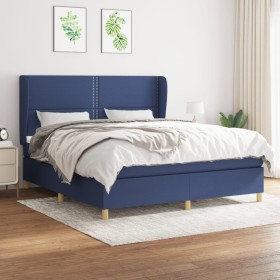 Box spring bed with blue fabric mattress 180x200 cm by , Beds and slatted bases - Ref: Foro24-3128467, Price: 595,96 €, Disco...