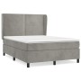 Cama box spring con colchón terciopelo gris claro 140x190 cm de , Camas y somieres - Ref: Foro24-3129147, Precio: 559,13 €, D...