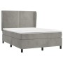 Cama box spring con colchón terciopelo gris claro 140x190 cm de , Camas y somieres - Ref: Foro24-3129147, Precio: 559,13 €, D...