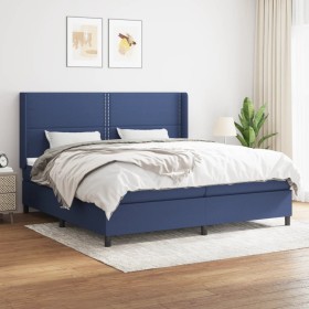 Cama box spring con colchón tela azul 200x200 cm de , Camas y somieres - Ref: Foro24-3131383, Precio: 685,62 €, Descuento: %