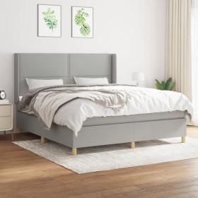 Box spring bed with light gray fabric mattress 160x200 cm by , Beds and slatted bases - Ref: Foro24-3131921, Price: 564,20 €,...