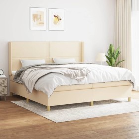 Box spring bed with cream fabric mattress 200x200 cm by , Beds and slatted bases - Ref: Foro24-3131942, Price: 681,00 €, Disc...