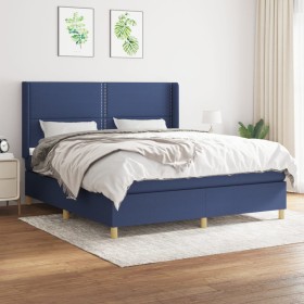 Box spring bed with blue fabric mattress 180x200 cm by , Beds and slatted bases - Ref: Foro24-3131935, Price: 612,99 €, Disco...