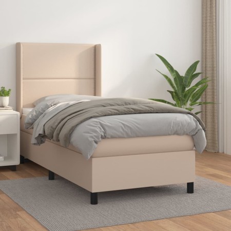 Box spring bed with cappuccino synthetic leather mattress 80x200 cm by , Beds and slatted bases - Ref: Foro24-3132410, Price:...