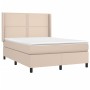 Box spring bed with cappuccino synthetic leather mattress 140x200cm by , Beds and slatted bases - Ref: Foro24-3132446, Price:...