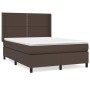 Cama box spring con colchón cuero sintético marrón 140x190 cm de , Camas y somieres - Ref: Foro24-3132438, Precio: 561,78 €, ...