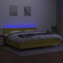 Cama box spring con colchón y LED tela verde 200x200 cm de , Camas y somieres - Ref: Foro24-3133028, Precio: 595,51 €, Descue...