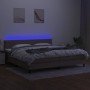 Boxspringbett mit Matratze und LED-Leuchten taupegrauer Stoff 200x200 cm von , Betten und Lattenroste - Ref: Foro24-3133105, ...