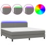 Cama box spring colchón y luces LED tela gris oscuro 180x200 cm de , Camas y somieres - Ref: Foro24-3133094, Precio: 536,51 €...