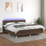 Box spring bed with LED mattress dark brown fabric 160x200 cm by , Beds and slatted bases - Ref: Foro24-3133648, Price: 490,6...