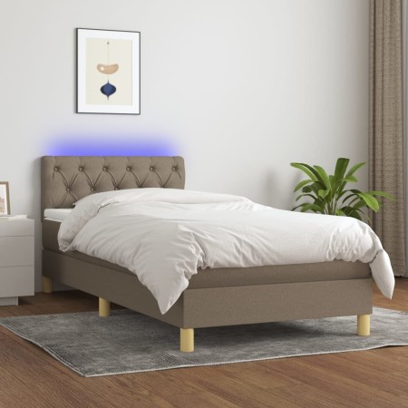 Box spring bed with LED mattress taupe gray fabric 80x200 cm by , Beds and slatted bases - Ref: Foro24-3133913, Price: 335,38...