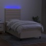 Box spring bed mattress and LED lights cream fabric 90x190 cm by , Beds and slatted bases - Ref: Foro24-3134922, Price: 375,6...