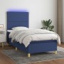 Box spring bed mattress and LED lights blue fabric 90x200 cm by , Beds and slatted bases - Ref: Foro24-3135331, Price: 338,65...