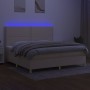 Boxspringbettmatratze und LED-Leuchten aus cremefarbenem Stoff 200x200 cm von , Betten und Lattenroste - Ref: Foro24-3135386,...