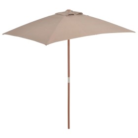 Garden umbrella with wooden pole 150x200 cm taupe by vidaXL, Umbrellas - Ref: Foro24-44536, Price: 66,99 €, Discount: %