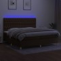 Cama box spring colchón luces LED tela marrón oscuro 200x200 cm de , Camas y somieres - Ref: Foro24-3135704, Precio: 691,94 €...