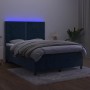 Cama box spring colchón y LED terciopelo azul oscuro 140x200 cm de , Camas y somieres - Ref: Foro24-3136069, Precio: 517,59 €...