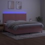 Cama box spring colchón y LED terciopelo rosa 200x200 cm de , Camas y somieres - Ref: Foro24-3136088, Precio: 628,84 €, Descu...