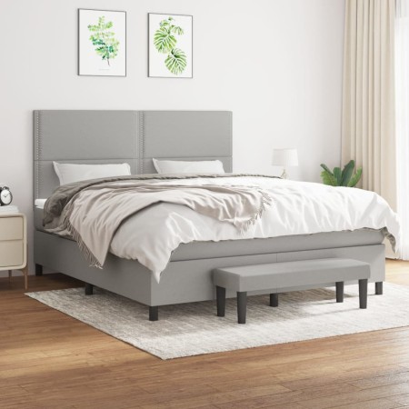 Cama box spring con colchón tela gris claro 180x200 cm de , Camas y somieres - Ref: Foro24-3136533, Precio: 628,03 €, Descuen...