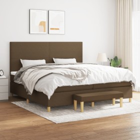 Cama box spring con colchón tela marrón oscuro 200x200 cm de , Camas y somieres - Ref: Foro24-3137024, Precio: 681,99 €, Desc...