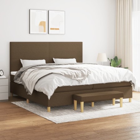 Box spring bed with dark brown fabric mattress 200x200 cm by , Beds and slatted bases - Ref: Foro24-3137024, Price: 705,18 €,...