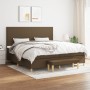 Cama box spring con colchón tela marrón oscuro 200x200 cm de , Camas y somieres - Ref: Foro24-3137024, Precio: 705,18 €, Desc...