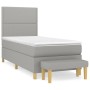 Cama box spring con colchón tela gris claro 90x200 cm de , Camas y somieres - Ref: Foro24-3137045, Precio: 378,04 €, Descuent...