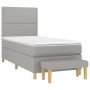 Box spring bed with light gray fabric mattress 90x200 cm by , Beds and slatted bases - Ref: Foro24-3137045, Price: 377,52 €, ...