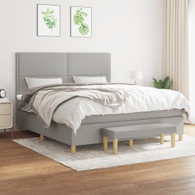 Box spring bed with light gray fabric mattress 180x200 cm by , Beds and slatted bases - Ref: Foro24-3137093, Price: 656,95 €,...