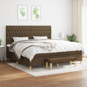 Cama box spring con colchón tela marrón oscuro 200x200 cm de , Camas y somieres - Ref: Foro24-3137424, Precio: 720,99 €, Desc...