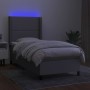 Box spring bed mattress and LED lights light gray fabric 90x200 cm by , Beds and slatted bases - Ref: Foro24-3138205, Price: ...