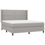 Box spring bed mattress and LED lights light gray fabric 160x200 cm by , Beds and slatted bases - Ref: Foro24-3138245, Price:...