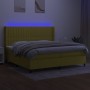 Boxspringbett-Matratze und LED-Leuchten, grüner Stoff, 200 x 200 cm von , Betten und Lattenroste - Ref: Foro24-3138508, Preis...