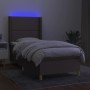 Boxspringbett-Matratze und LED-Leuchten aus dunkelbraunem Stoff, 90 x 200 cm von , Betten und Lattenroste - Ref: Foro24-31387...