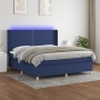 Cama box spring colchón y luces LED tela azul 180x200 cm de , Camas y somieres - Ref: Foro24-3138819, Precio: 625,52 €, Descu...