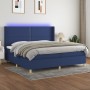 Box spring bed mattress and LED lights blue fabric 200x200 cm by , Beds and slatted bases - Ref: Foro24-3138827, Price: 682,8...