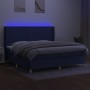 Box spring bed mattress and LED lights blue fabric 200x200 cm by , Beds and slatted bases - Ref: Foro24-3138827, Price: 682,8...