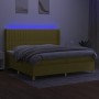 Boxspringbett-Matratze und LED-Leuchten, grüner Stoff, 200 x 200 cm von , Betten und Lattenroste - Ref: Foro24-3139068, Preis...