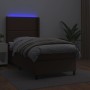 Box spring bed and LED mattress brown synthetic leather 90x200 cm by , Beds and slatted bases - Ref: Foro24-3139304, Price: 4...